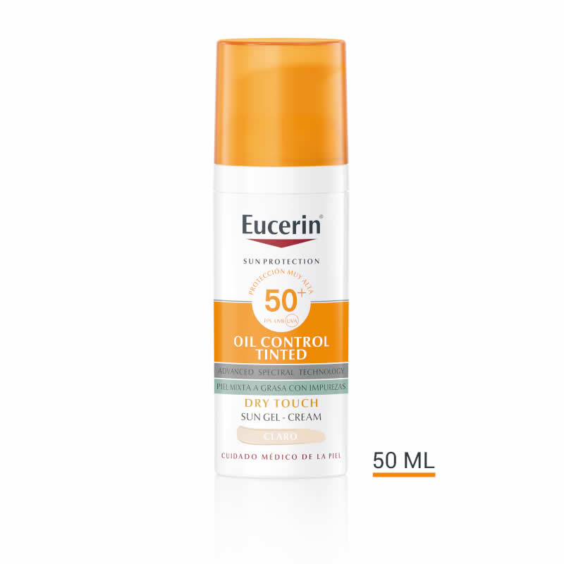 Eucerin Oil Control Dry Touch Gel Crema SPF50+ Tinted Light 50ml Jag Couture London - New York