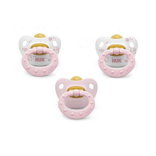 Nuk Rose & Blue Soothers T.2 Colour Rose Latex 6-18 Months 3 Units Jag Couture London - New York