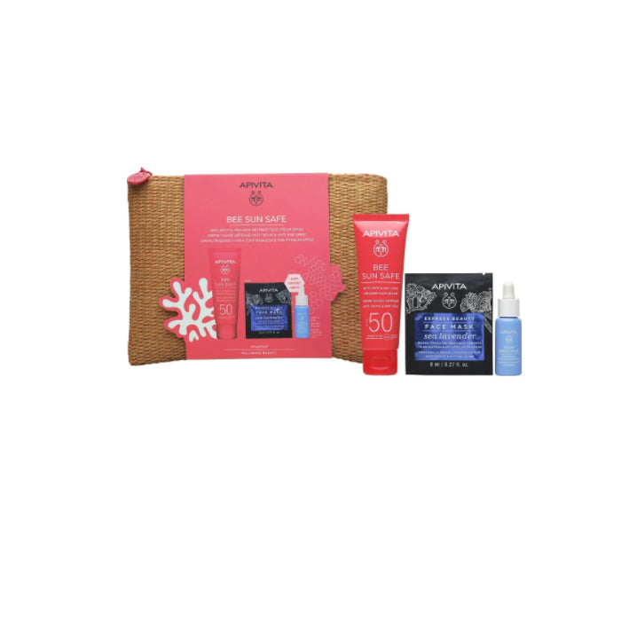 Apivita Bee Sun Safe Anti-Spot & Anti-Age Defense Face Cream SPF50 50ml Set 4 Pieces Jag Couture London - New York