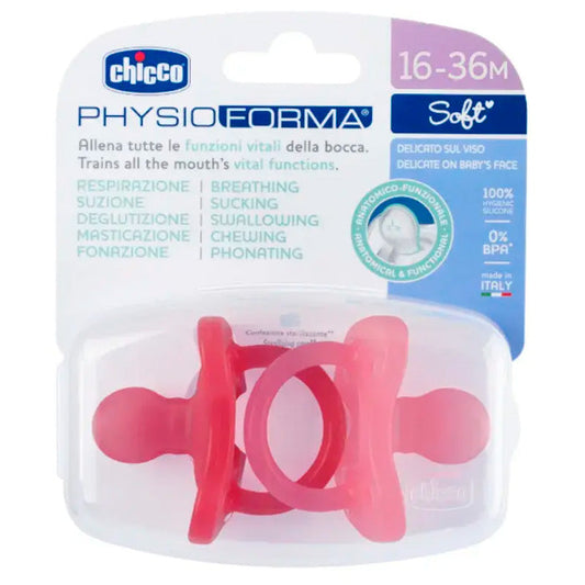 Chicco Physio Soft Pacifier Pink 16 -36 m - 2 Units