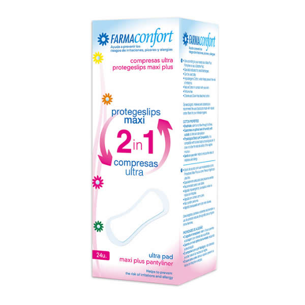 FarmaConfort Pantyliners Maxi 2in1 Sanitary Napkin Ultra 24 Units Jag Couture London - New York