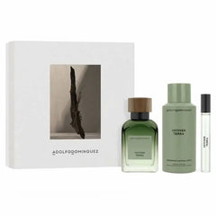 Jag Couture London - New York Adolfo Dominguez Vetiver Terra Eau De Perfume Spray 120ml Set 3 PIeces
