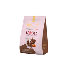 Gift bag of individually wrapped rose shaped milk chocolates with crunchy caramel