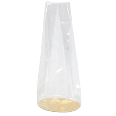 Clear 160mm diameter double gusseted bag with gold base card Jag Couture London - New York