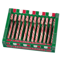 Green box of 12 red and white candy canes (12.8cm)
