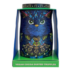 Midnight Prince cat tin of Cocoa Nibs Nights cocoa dusted truffles