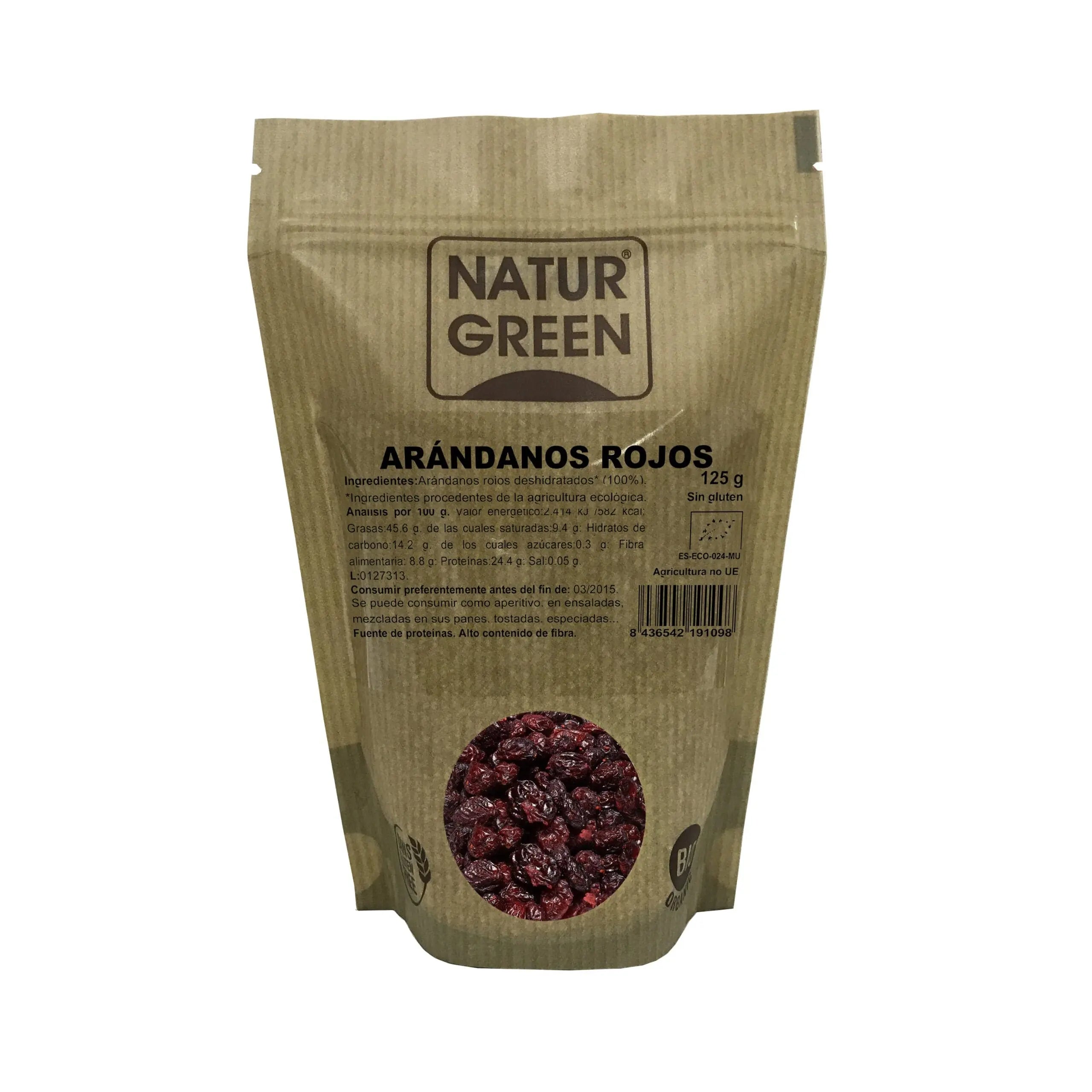 Jag Couture London - New York Naturgreen Arandanos Rojos Deshidratados Bio 125g