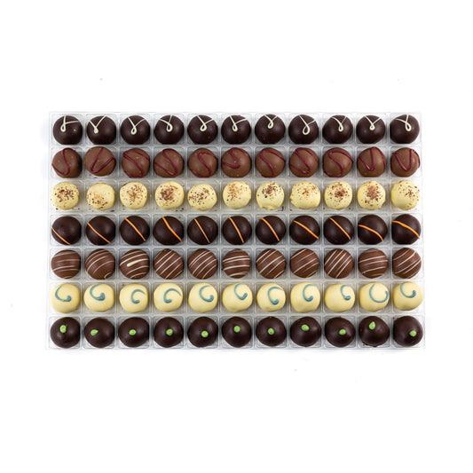 Premium English Truffle Selection - gin & lime, blueberry & balsamic, champagne, Buck's fizz, cappuccino, cherry bakewell, apricot & amaretto