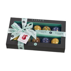 Deluxe gift box of 10 boozy Picasso chocolates with menu tag