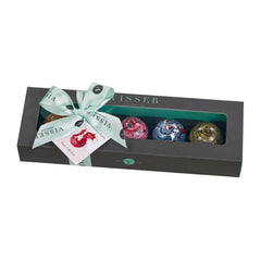 Deluxe gift box of 5 fruity Picasso chocolates with menu tag