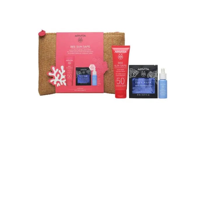Jag Couture London - New York Apivita Bee Sun Safe Hydra Fresh Face Gel Cream Spf50 50ml Set 4 Pieces