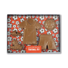 Jag Couture London - New York Milk chocolate football kit in black gift box with clear lid