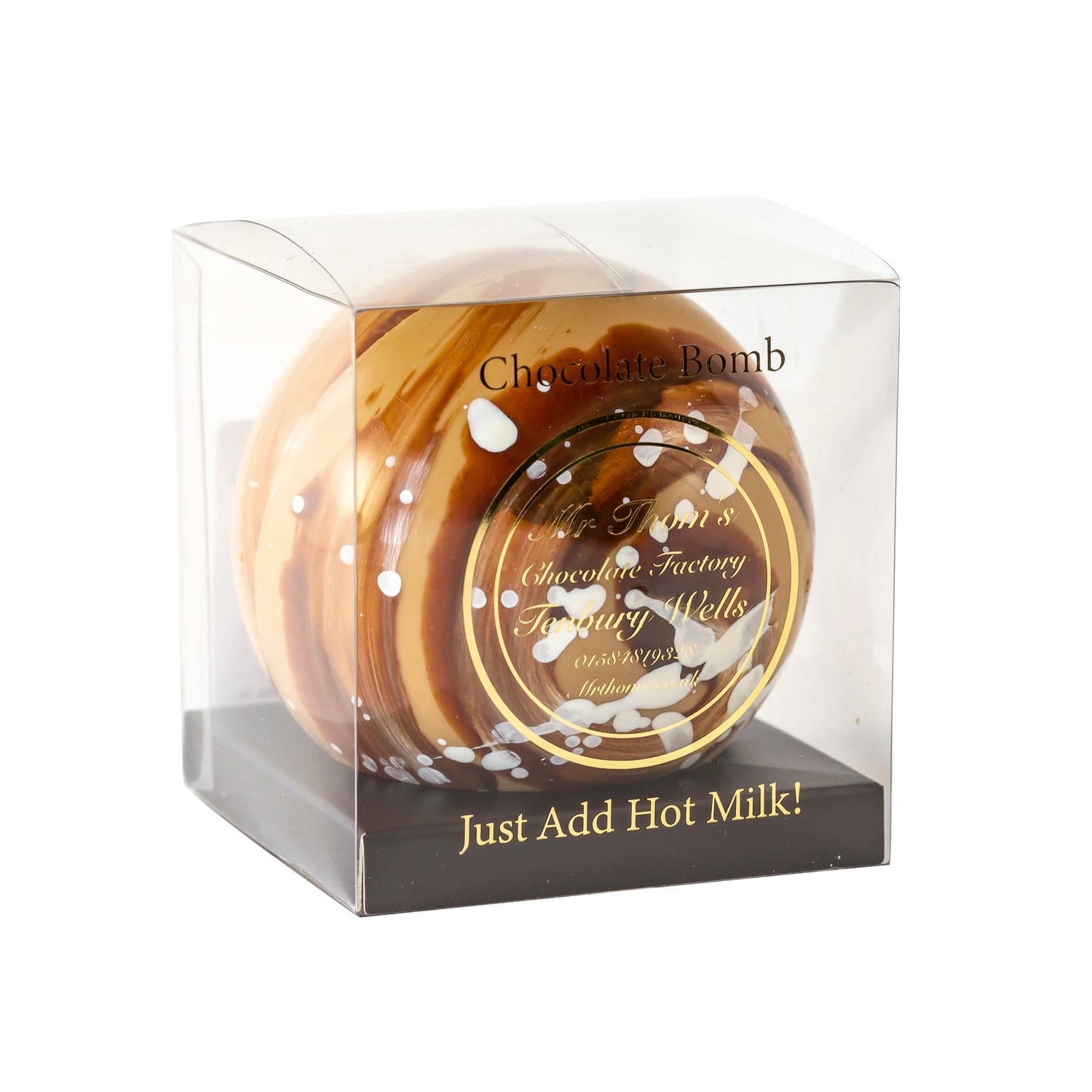 Jag Couture London - New York Mr Thoms single caramel flavoured milk chocolate bomb in acetate gift box - VAT FREE