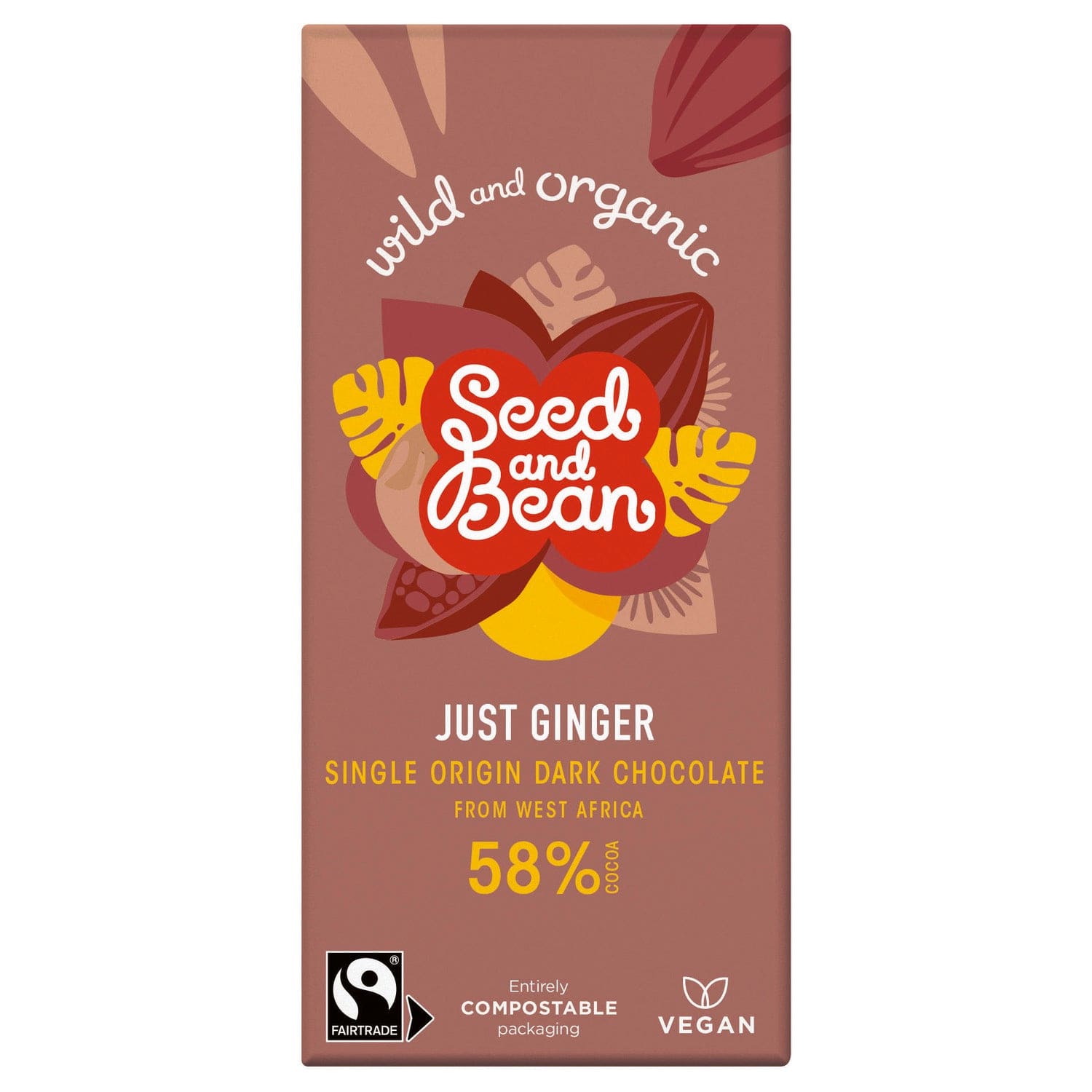 Jag Couture London - New York Organic & Fair Trade 58% dark chocolate bar with ginger