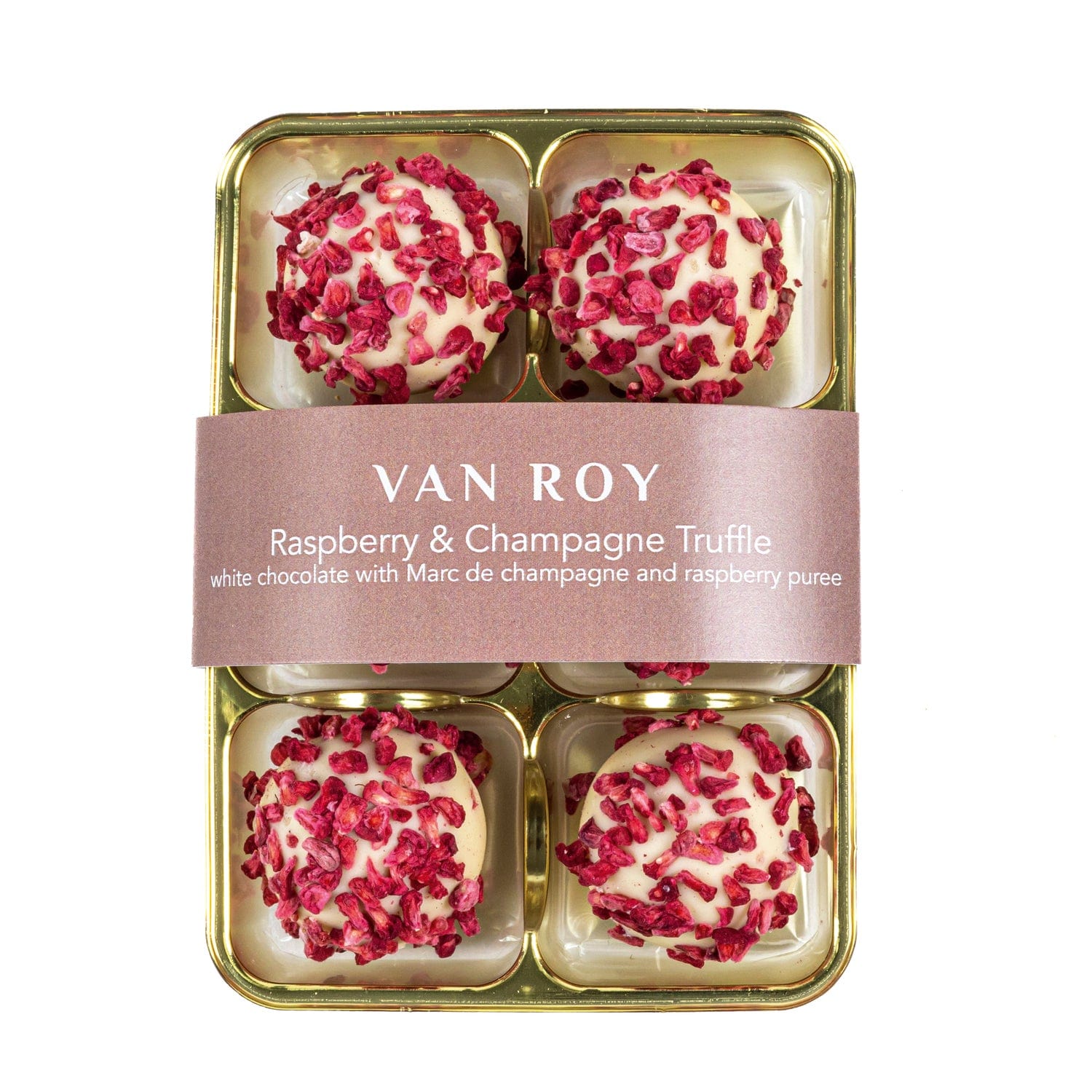 Jag Couture London - New York Van Roy 6 pack of raspberry and champagne truffles in cello
