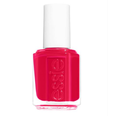 Essie nail color nail polish in Exotic Liras shade, 13.5ml bottle, with vibrant coral-orange hue and glossy finish.