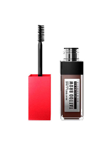 Maybelline Tattoo Brown Styling Gel 260 Deep Brown, in a small jar, showcasing the product's rich brown color and packaging.