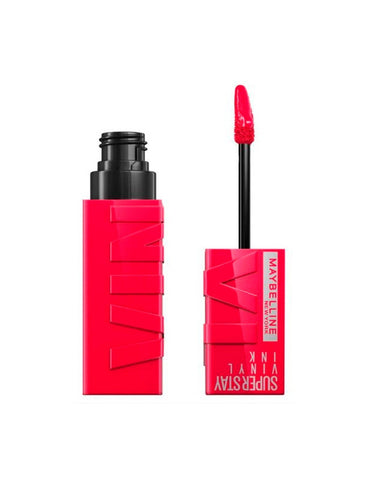 Maybelline Superstay Vinyl Ink liquid lipstick in shade 45-Capricious, featuring a 4.2ml tube with vibrant pink color and sleek packaging.