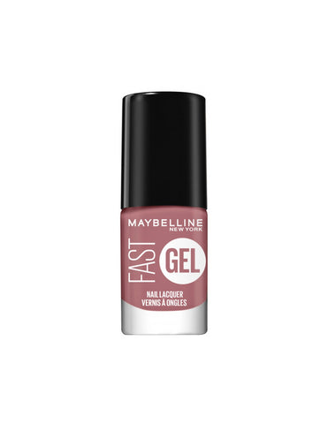 Maybelline Fast Gel Nail Lacquer in 04-Bit Of Blush, showcasing a vibrant pink gel nail polish in a sleek bottle.