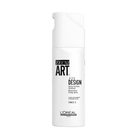 L'Oréal Professionnel Tecni Art Fix Design Force 5 directional fixing spray in 200ml bottle, used for strong hold and styling.