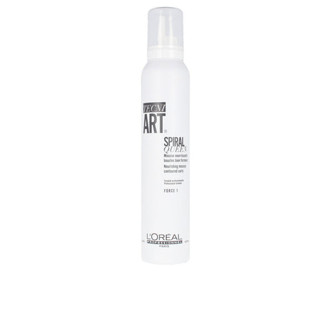 L'oreal Professionnel Tecni Art Spiral Queen Nourishing Mousse 200ml bottle with applicator, for curly hair styling.