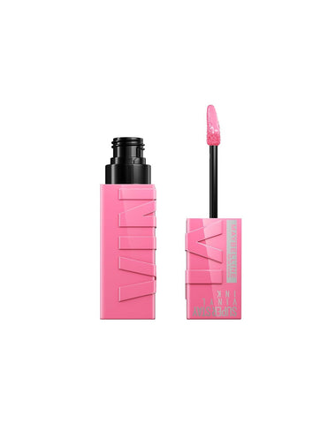 Maybelline Superstay Vinyl Ink liquid lipstick in shade 155 Upbeat, featuring a sleek applicator and vibrant color in a 4.2ml tube.