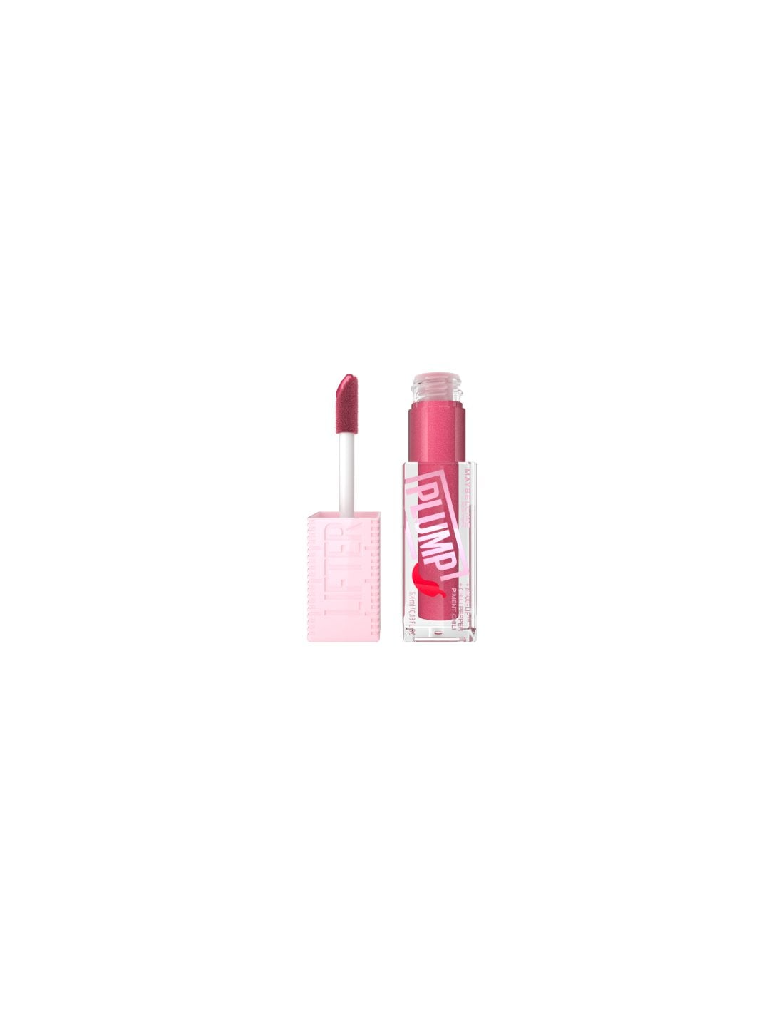 Maybelline Plump Brillo De Labios Voluminizador 005 Peach Fever lip gloss in 5.4ml tube, featuring peach-colored packaging.