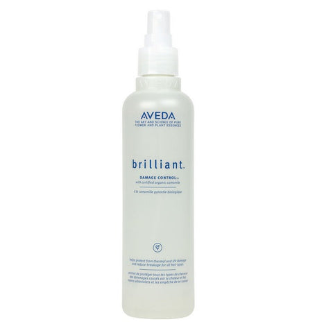 Aveda Brilliant Damage Control 250ml hair treatment bottle with sleek packaging, designed to protect and repair damaged hair.