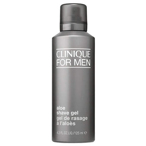Clinique Men Aloe Shave Gel in 125ml tube, smooth texture, with aloe vera for a refreshing shave.