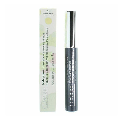 Clinique Lash Power Black Onyx mascara in 6ml tube, featuring a sleek black packaging with brush applicator visible.
