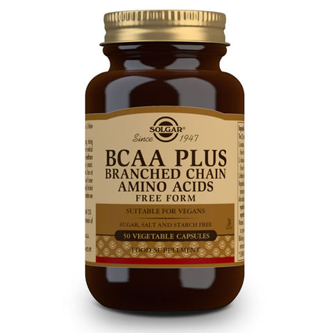 Jag Couture London New York B.C.A.A. Plus 50 capsules supplement bottle with label and capsules visible.