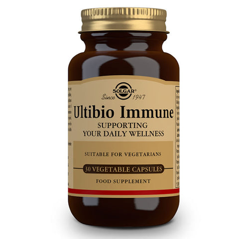 Solgar Ultibio Immune dietary supplement capsules in a bottle, designed to support immune health, from Jag Couture London - New York.