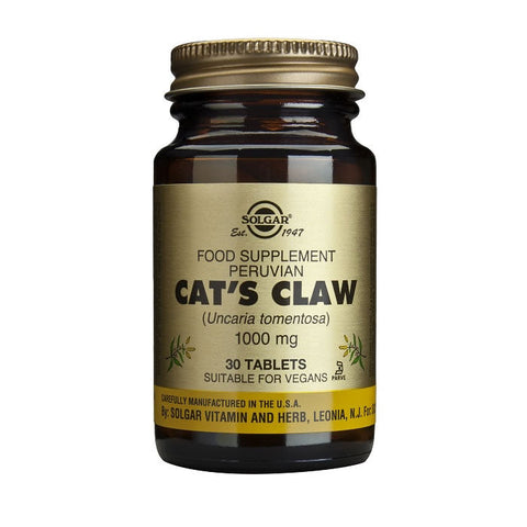 Jag Couture London - New York Solgar Cat's Claw 30 tablets bottle with label and tablets visible in the image.
