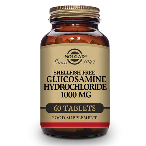 Jag Couture London New York Solgar Glucosamine Hydrochloride 1000mg supplement bottles, 60 tablets for joint health.
