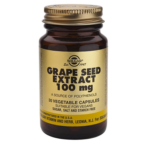 Jag Couture London New York Solgar Grape Seed Extract 100mg capsules, dietary supplement in a bottle