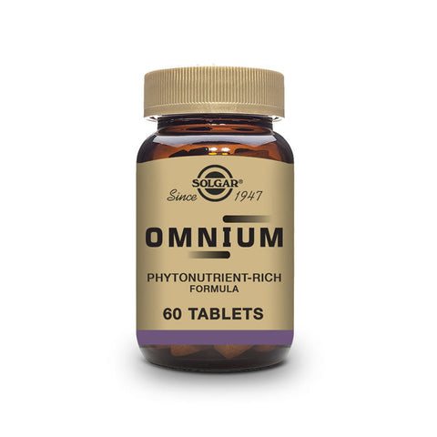 Solgar Omnium multivitamin capsules in a bottle, dietary supplement by Jag Couture London - New York.