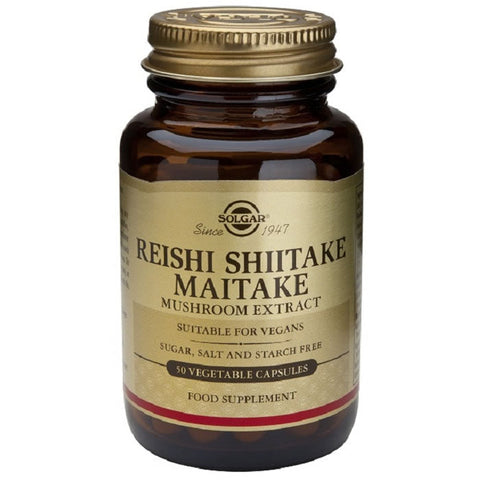 Jag Couture London Reishi, Shiitake, Maitake mushroom supplement capsules in a bottle, dietary health product for immune support