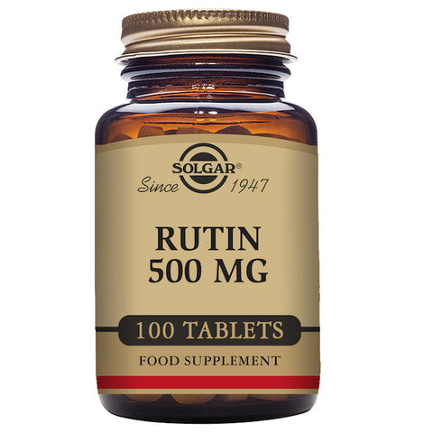 Jag Couture London - New York Solgar Rutin 500mg dietary supplement bottles with 100 tablets, showing the product label and packaging.