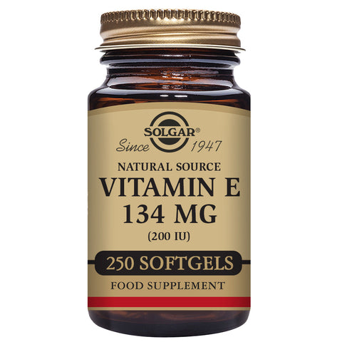 Jag Couture London - New York Solgar Vitamin E 134mg 200 IU softgels bottle with 250 softgels for immune support and skin health.