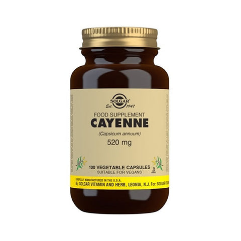 Jag Couture London Cayenne 520mg supplement in a bottle of 100 capsules, designed for health and wellness.