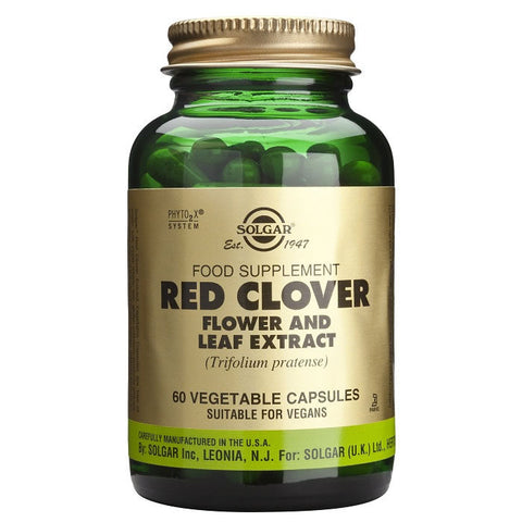 Jag Couture London Red Clover Extract capsules in a bottle, supplement for hormonal balance and women's health.