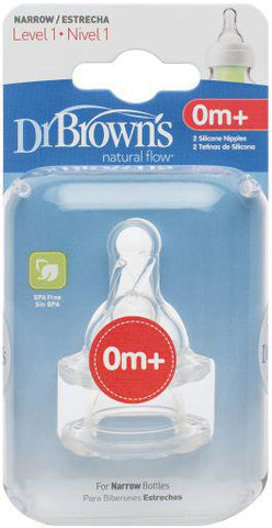 Jag Couture London - New York Dr. Brown's Level 1 standard teat options, two-piece set for baby bottles, clear silicone design.