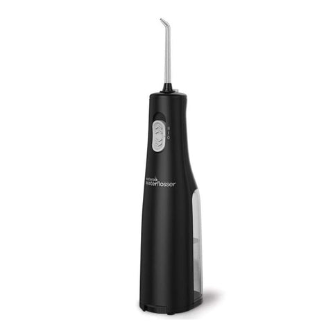 Waterpink Express Cordless Oral Irrigator WF-02 in black by Jag Couture London - New York, showing the compact device with water jet nozzle