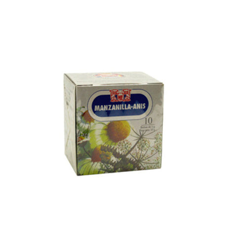 La Leonesa Manzanilla with Aniseed tea filters by Jag Couture London - New York, showing 25 tea filter bags on the package.