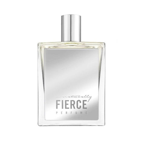 Abercrombie & Fitch Naturally Fierce Eau De Perfume spray 100ml bottle with sleek design and silver cap on a white background.