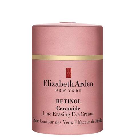 Elizabeth Arden Ceramide Retinol Eye Treatment jar, 15ml, with smooth cream texture and elegant packaging featuring gold accents.