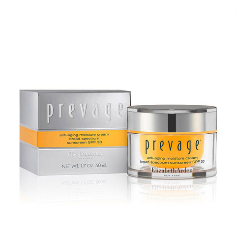 Elizabeth Arden Prevage anti-aging moisture cream with SPF 30 in a 50ml jar, designed to hydrate and protect skin.