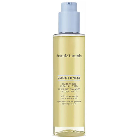 Jag Couture London new Bareminerals Smoothness Cleansing Oil in 180ml bottle, with a sleek, clear packaging and pump dispenser