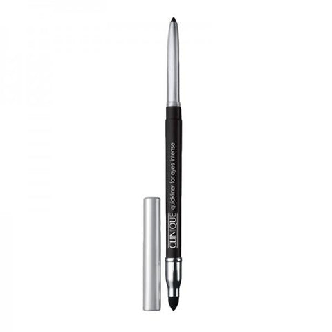 Clinique Quickliner Eyes in 07-Intense Ivy, a green eyeliner pencil with sharp tip and packaging, by Jag Couture London New York