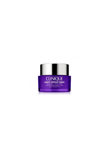 Clinique Smart Clinical Repair firming lifting cream for face and neck, 75ml, shown in a sleek jar with a silver lid.